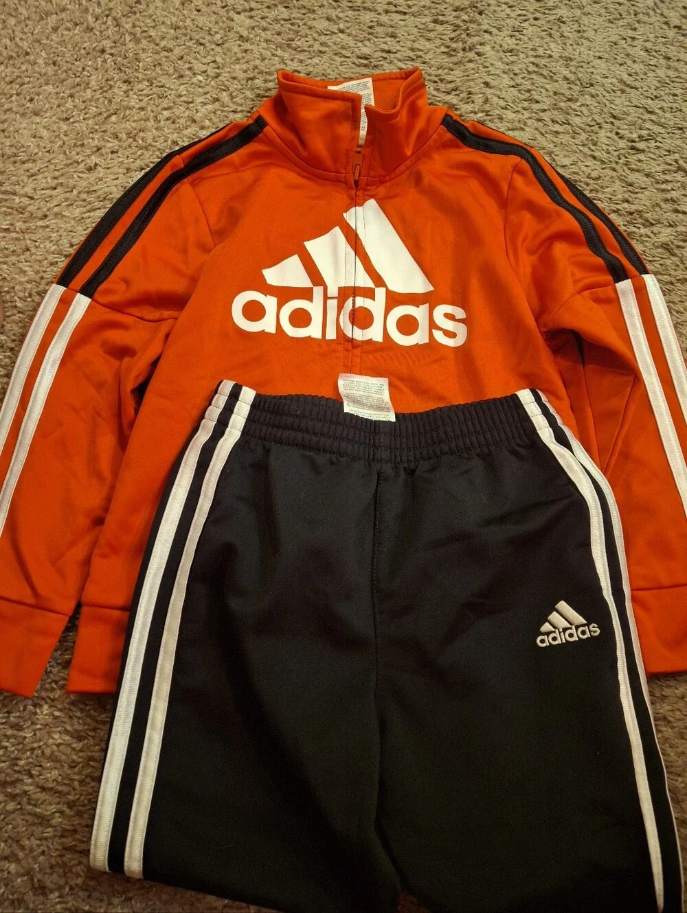 Cute Adidas Kids Black/Blue/Red Joggers & Track Pants with White Stripe Accents
